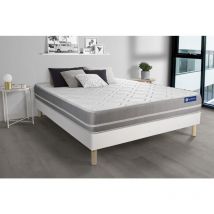 Actisom - Ensemble matelas Latex + mémoire de forme actilatex touch 140x190 3zones de confort + sommier kit blanc