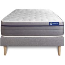 Actisom - Ensemble matelas Latex+Mémoire de forme actilatex zen 90x200 Maxi épaisseur 7zones de confort + sommier kit gris