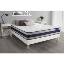 Ensemble matelas Mémoire de forme actimemo ergo 200x200 cm Maxi épaisseur 5zones de confort + sommier kit blanc