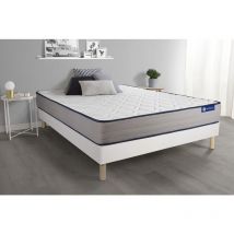 Ensemble matelas Mémoire de forme actimemo form 180x200 cm 5zones de confort + sommier kit blanc