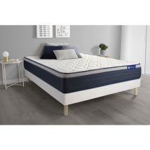 Ensemble matelas Mémoire de forme actimemo max 140x200 cm Maxi épaisseur 7zones de confort + sommier kit blanc
