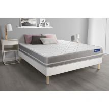 Actisom - Ensemble matelas Mémoire de forme actimemo touch 140x200 3zones de confort + sommier kit blanc