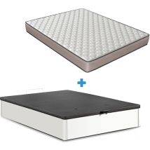 Dagostino Home - Ensemble 150x190 Matelas Mousse - H18 Cm + Lit Coffre - Blanc
