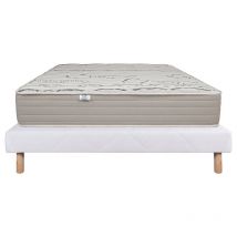 Blumie - Ensemble Matelas Organic Cotton, 24 cm, mousses haute densité, ferme, face été/hiver + sommier blanc ep 13cm, 90x190cm