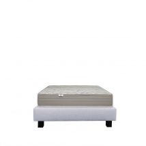 Ensemble Matelas Organic Cotton, 24 cm, mousses haute densité, ferme, face été/hiver + sommier gris ep20cm, 140x190cm