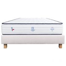Ensemble Matelas Patriote, 27 cm, ressorts ensachés, ferme, face été/hiver + sommier beige ep20cm, 140x200cm