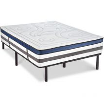 Ensemble Matelas Quintessence Mousse Accueil Mémoire Cocooning 30cm et sommier métal - 90x200cm