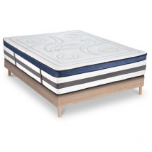 Maison Aubertin - Ensemble Matelas Quintessence Mousse Accueil Mémoire Cocooning 30cm et sommier bois 140x200cm