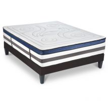 Maison Aubertin - Ensemble Matelas Quintessence Mousse Accueil Mémoire Cocooning 30cm et sommier gris 140x200cm