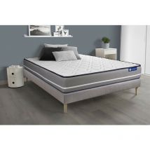 Actisom - Ensemble matelas Ressorts ensachés actiflex pur 90x190cm 3zones de confort + sommier kit gris