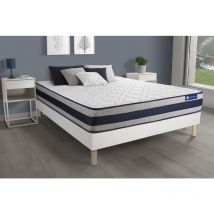 Ensemble matelas Ressorts ensachés + Mémoire de forme actiflex ergo 200x200 Maxi épaisseur 5zones confort + sommier kit blanc