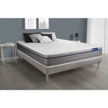 Ensemble matelas Ressorts ensachés+Mémoire de forme actiflex zen 160x200 Maxi épaisseur 7zones de confort + sommier kit gris