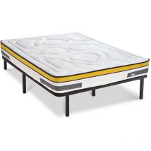 Ensemble Matelas Aubertin Ressorts ensachés Accueil mémoire et sommier cadre métal - 90 x200 cm