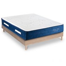 Maison Aubertin - Ensemble Matelas Dolce Vita Ressorts ensachés Accueil mémoire 28cm et Sommier Kit Bois 140x200cm