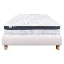 Ensemble Matelas Sleeplux, 26 cm, mousses haute densité, ferme, face été/hiver + sommier beige ep20cm, 140x200cm