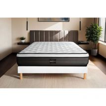 Prestige Literie - Ensemble matelas sommier Suite 200 x 200 cm - Couleur : Blanc
