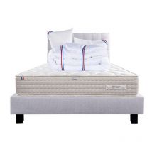 Ensemble Matelas Sublime, 20 cm, mousses haute densité, ferme, face été/hiver + sommier gris ep20cm + oreiller + couette, 140x200cm