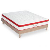 Maison Aubertin - Ensemble Matelas Suprême Mousse Accueil mémoire moelleux - 24 cm et Sommier Bois - 140 x 200 cm