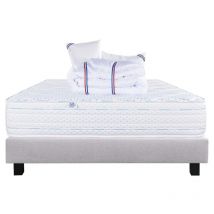 Ensemble Matelas Thermotec (24 cm), ferme, face été/hiver,Sommier (20cm), Couette et Oreiller, 140x190cm