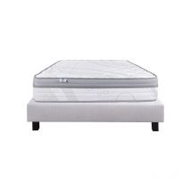 Ensemble Matelas ViscoPlus, 26 cm, mousses haute densité, ferme, face été/hiver + sommier gris ep20cm, 160x200cm