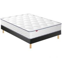Ensemble Merinos matelas ressorts ensachés + mousse mémoire Sweety, sommier en kit déco et pieds 140x190 Anthracite