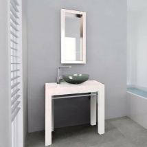Cedam - Ensemble meuble de salle de bain 85 cm meuble sous vasque et miroir en bois blanc