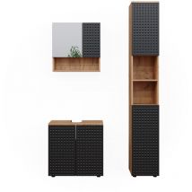 Vicco - Ensemble de meubles de salle de bain Irma, Anthracite à pois, 3 pièces, avec armoire haute