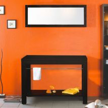 Ensemble meuble de salle de bain sous vasque et grand miroir murale 120 cm bois wengé Cedam