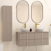 Petits-meubles - Ensemble meuble double vasque 120cm et colonne Izae Cachemire