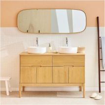 Mob-in - Ensemble meuble double vasque alaska 120cm + vasque + robinet + miroir