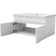 Acezanble - Ensemble meuble et vasque et colonne et miroir 80cm meuble Salle de Bain Blanc
