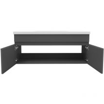 Ensemble meuble et vasque et miroir lumineux 100cm Acezanble meuble Salle de Bain Anthracite