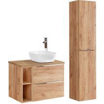 Petits-meubles - Ensemble meuble simple vasque 80cm 2 niches et colonne April Bois