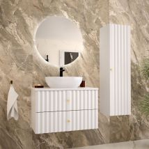 Petits-meubles - Ensemble meuble simple vasque 80cm et colonne Izae Blanc