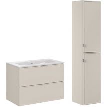 Petits-meubles - Ensemble meuble simple vasque encastrée 80cm et colonne Alba Cachemire
