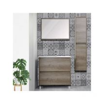 Dansmamaison - Ensemble meuble sous vasque 2 tiroirs 80 cm Bois + Miroir + Colonne - lango - l 81.5 x l 47 x h 82 cm
