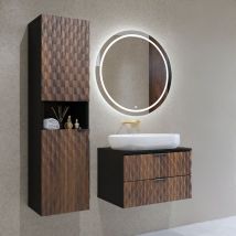Petits-meubles - Ensemble meuble sous-vasque 60 cm et colonne Nevia Bois et Noir