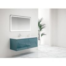 Ensemble meuble suspendu Ancodesign 4 tiroirs avec plan excentré gauche Anconetti Bleu - Largeur 120cm