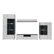 Grand ensemble meuble tv led capone noir mat et blanc laque 310 cm