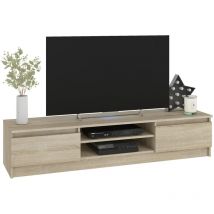 Akord - Ensemble meuble tv pour le salon presentoir + meuble tv Chêne Sonoma 240 cm 4 portes façade Chêne Sonoma 8 étagères