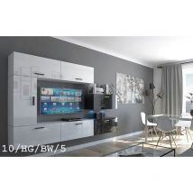 Viva - Ensemble meuble tv concept 10-10-HG-BW-5 blanc-noir brillant 249 cm