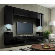 Ensemble meuble tv concept 1A noir brillant 240 cm