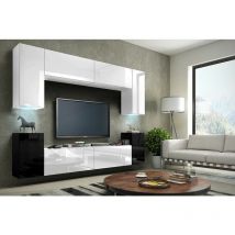 Viva - Ensemble meuble tv concept 1A noir et blanc brillant 240 cm