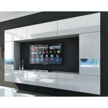 Viva - Ensemble meuble tv concept 29-HG-W-2-1B blanc brillant 273 cm
