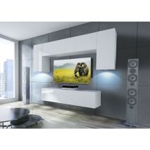 Viva - Ensemble meuble tv concept 2-HG-W-3-2B blanc brillant 120 cm