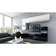 Ensemble meuble tv concept 31-31-HG-BW-9-1A blanc-noir brillant 214 cm