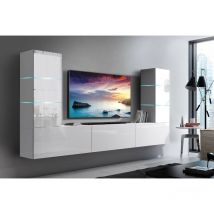 Ensemble meuble tv concept 57-57-HG-W-2-1A blanc brillant 249 x 35 x 147-182 cm