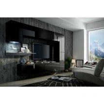 Viva - Ensemble meuble tv concept 6 noir-blanc brillant 256 cm