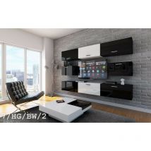 Viva - Ensemble meuble tv concept 7-HG-BW-2 noir-blanc brillant 249 cm
