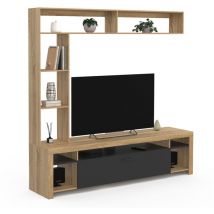 Idmarket - Ensemble meuble tv et étagères 170 cm malo bois et placard noir